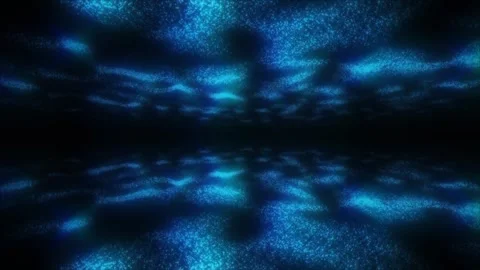 Abstract blue glowing waves from particles energy magical on dark background. Stock Footage 254285050