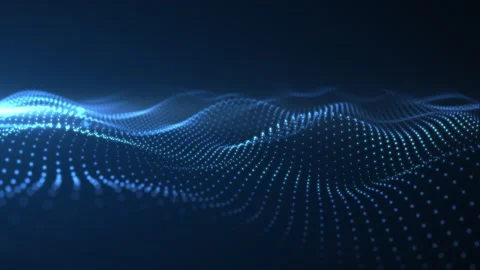 Abstract blue glowing waves from particles and dots energy magical futurist.. Video stock 318351753