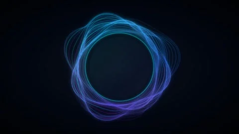 Abstract blue glowing wavy rings on black background. 4K Video stock 341847292