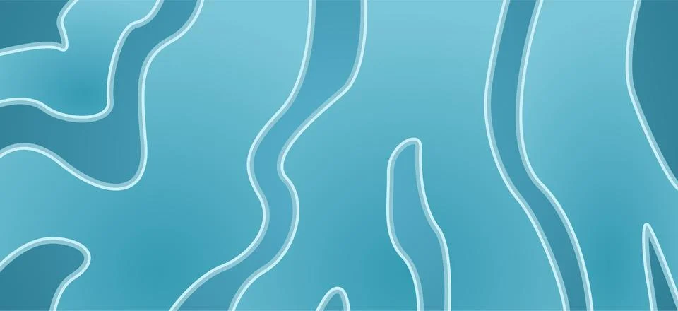 Abstract Blue Gradient Background with Flowing Wavy Shapes and Modern Design Stock Illustration