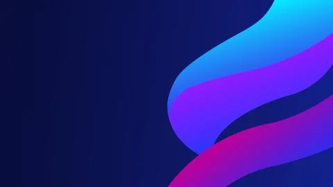 Abstract Blue Gradient Background with Flowing Neon Ribbons Stock Illustration