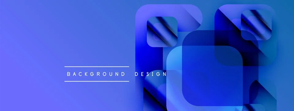 Abstract blue gradient background. Geometric shapes overlap creating dynamic Stock Illustration