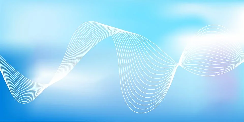 Abstract blue gradient background with glowing wave lines. Minimalist desig.. イラスト素材
