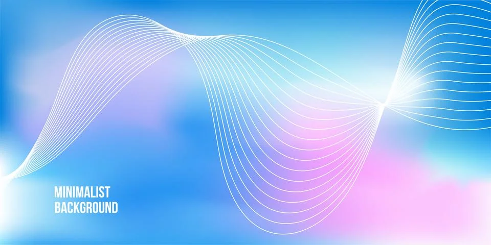 Abstract blue gradient background with glowing wave lines. Minimalist desig.. イラスト素材