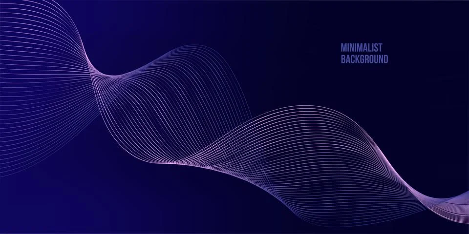 Abstract blue gradient background with glowing wave lines. Minimalist desig.. イラスト素材