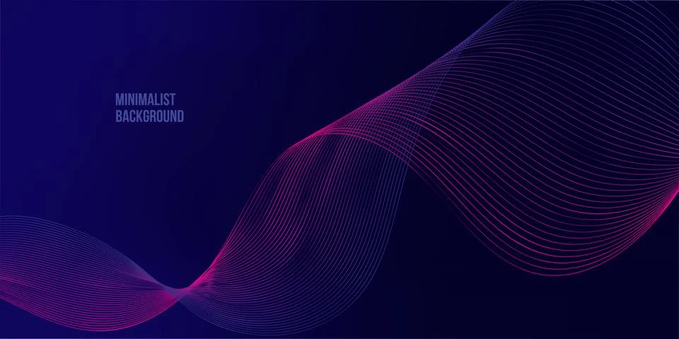 Abstract blue gradient background with glowing wave lines. Minimalist desig.. 库存插图