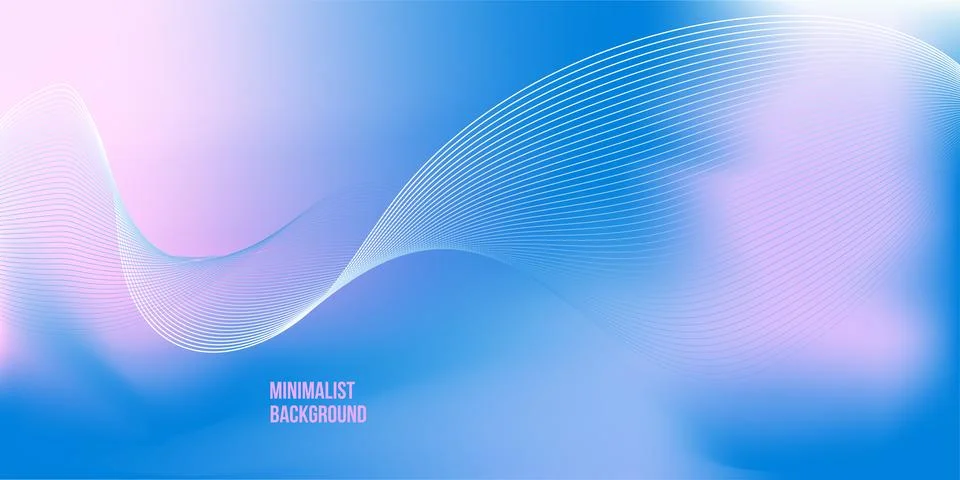 Abstract blue gradient background with glowing wave lines. Minimalist desig.. イラスト素材