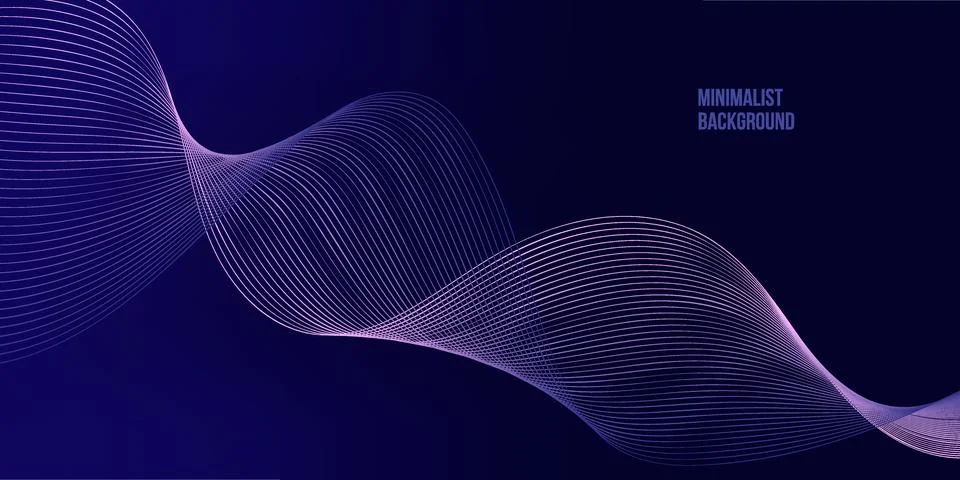 Abstract blue gradient background with glowing wave lines. Minimalist desig.. Stock Illustration