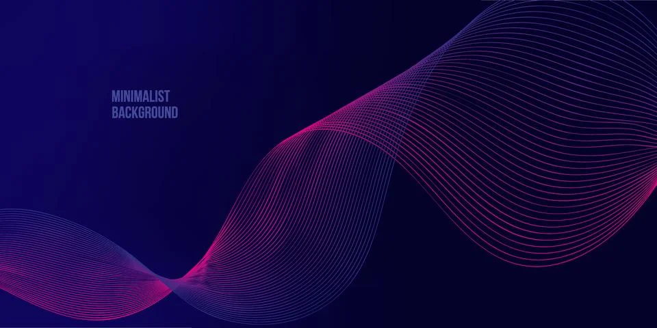 Abstract blue gradient background with glowing wave lines. Minimalist desig.. Stock Illustration
