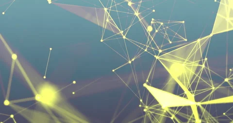 Abstract blue gradient background with motion yellow plexus of dots Stock Footage 278526153