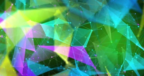 Abstract blue gradient background with motion yellow plexus of dots Stock Footage 282871841