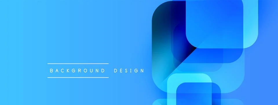 Abstract blue gradient background. Overlapping rounded squares create modern Illustrazione stock