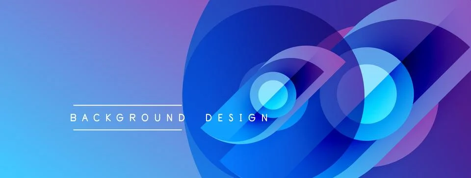 Abstract blue gradient background. Overlapping circles create dynamic visual Stock Illustration