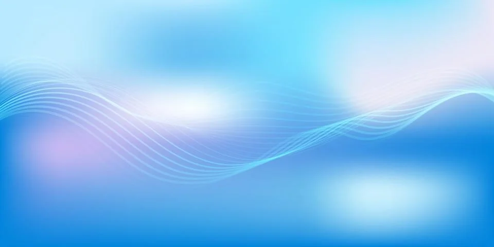 Abstract blue gradient background with shining lines waves. Minimalist Stock Illustration