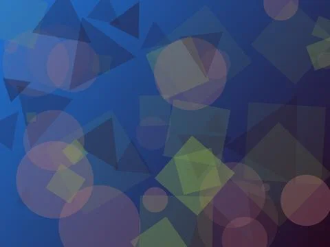 Abstract Blue Gradient Background with Translucent Geometric Circles Square.. Stock Illustration