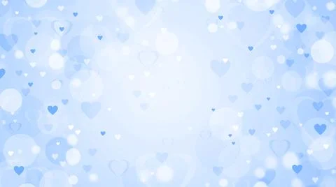 Abstract blue gradient bokeh background with hearts and circles Stock Illustration