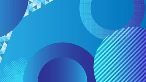 Abstract Blue Gradient Circles and Patterns Background Design Stock Illustration