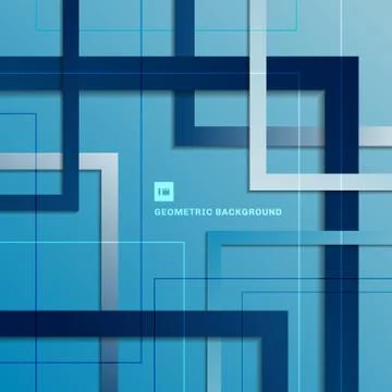 Abstract blue gradient geometric square overlapping layer background. Stock Illustration
