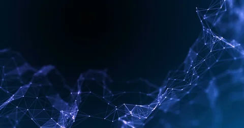 Abstract blue gradient geometrical plexus flowing movement on black background Stock Footage 122345589