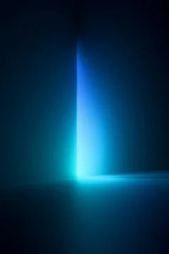 Abstract blue gradient neon light beam on black background. 3D rendering illu Illustrazione stock