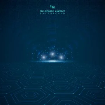 Abstract blue gradient pentagonal floor technology pattern. Stock Illustration