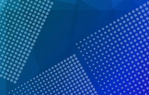 Abstract Blue Gradient Polygon Background with Halftone Dots Vector Illustrazione stock