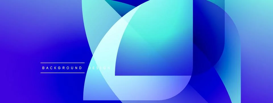 Abstract blue gradient shapes overlap creating modern background design. Smooth Stockillustratie