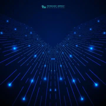 Abstract blue gradient technology stripe lines pattern with glitters. Illustrazione stock