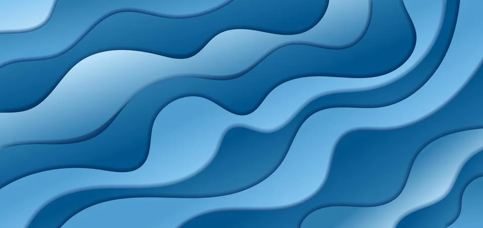 Abstract blue gradient waves shape layer paper cut style Stock Illustration