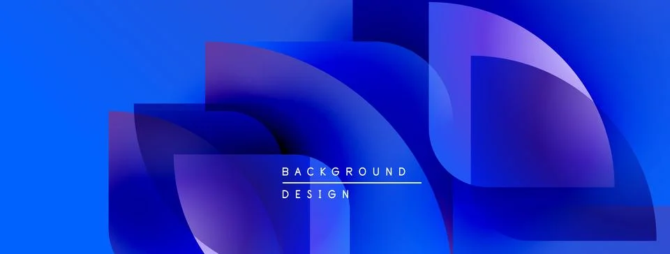 Abstract blue gradients overlap, creating dynamic visual effect. Text reads Stock Illustration