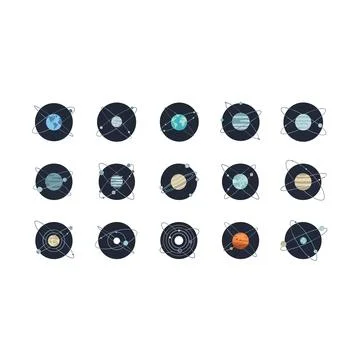 Abstract blue green circular tech icons set - dark background 库存插图