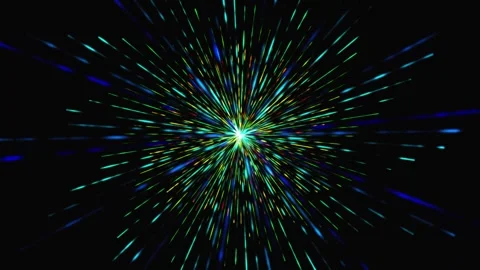 An abstract blue-green explosion of light with rays and particles spreading Stock Footage 339047799