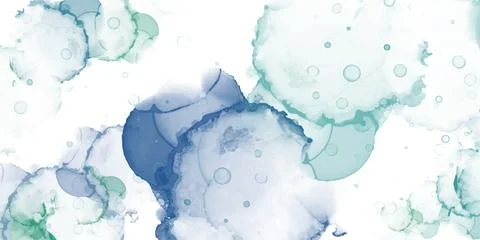 Abstract blue green marble fluid painted background. Alcohol ink or watercolor Stock Illustration