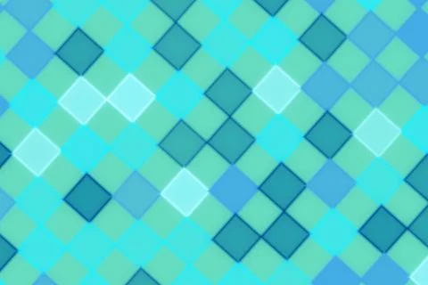 Abstract blue green pixel pattern with squares and diamonds Stock Illustration