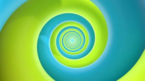Abstract blue green spiral pattern 3d render Stock Illustration