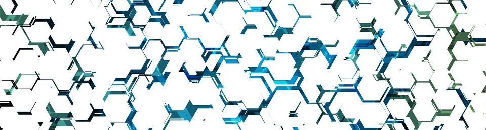 Abstract blue green tech hexagonal pattern background Stock Illustration