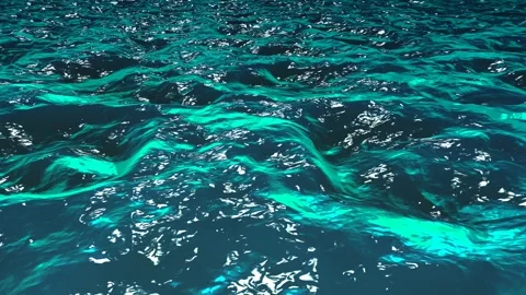 Abstract Blue Green Water Surface with Ripples and Reflections Stock Footage 340023242
