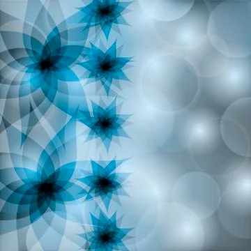 Abstract blue-grey background with flowers lilies Stock Illustration