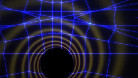 Abstract blue grid background with circles and lines. Stock Footage 337454033