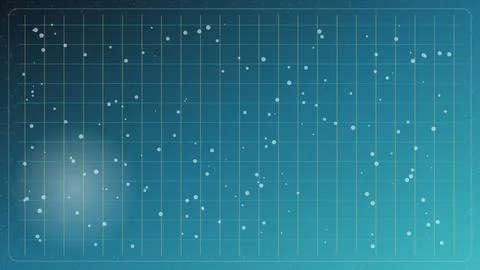 Abstract blue grid background with floating white particles and soft glowin.. Stock Illustration
