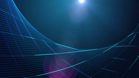 Abstract Blue Grid Lines Curve with Lens Flare Effect Stock Footage 297015603