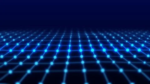 Abstract blue grid particle wave over dark background イラスト素材