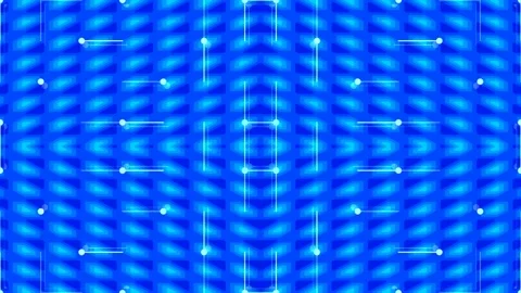 Abstract Blue Grid Pattern with Glowing Dots and Lines - Digital Art Backgrou Stock Footage 331992658