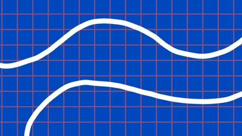 Abstract Blue Grid with Wavy White Lines Representing Data Flow and Digital.. Stock Footage 339210868