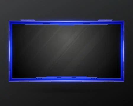 Abstract blue gui stream overlay webcam screen panel frame for video stream Stock Illustration
