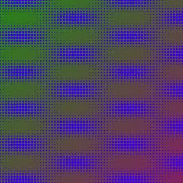 Abstract blue halftone dot pattern on green and purple gradient background .. Ilustração Stock