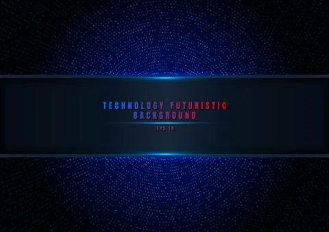 Abstract blue halftone glittering effect with dot radial pattern and glowing Illustrazione stock