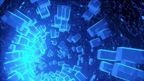 Abstract Blue Hardware Tunnel High Technology 4K Stock Footage 145838372