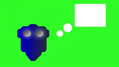 Abstract Blue Head with Thought Bubble on Bright Green Background Stock Footage 314455071