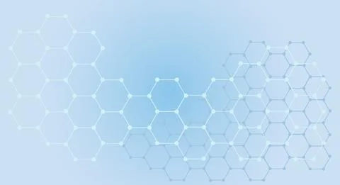 Abstract blue hexagon gradient background. Honeycomb pattern. Futuristic sci- Stock Illustration